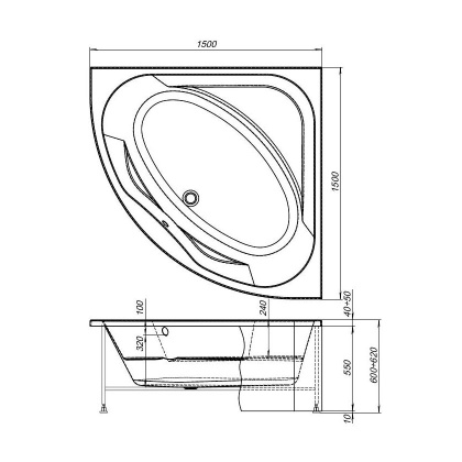 Каркас сварной для акриловой ванны Aquanet Vista 150x150