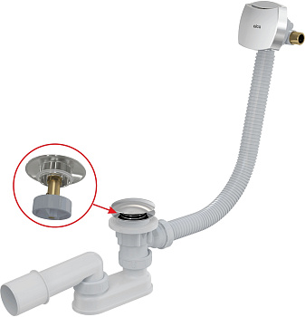 Сифон для ванны CLICK/CLACK с напуском воды через перелив, хром