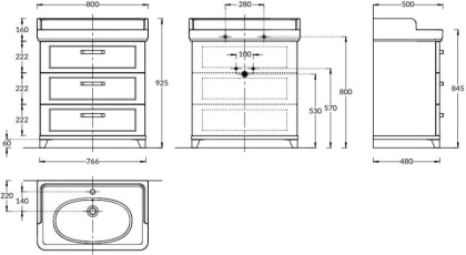 Тумба с раковиной Kerama Marazzi Pompei 80 см PO.M.80.3\WHT глянцевый белый Тумба с раковиной Kerama Marazzi Pompei 80 см PO.M.80.3\WHT глянцевый белый