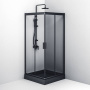 W90G-403-090BT Душевое ограждение Gem Square Slide 90x90 стекло прозрачное, профиль Черный матовый,