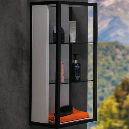 Пенал LOFT низкий белый, полки стекло 895-W Boheme