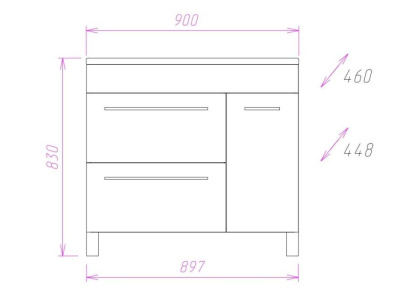 Тумба Onika Олимп 90 напольная, белая (ум. Оника 90)