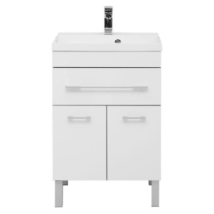 Тумба с раковиной Aquanet Верона 58 белый (напольная 1 ящик 2 дверцы)