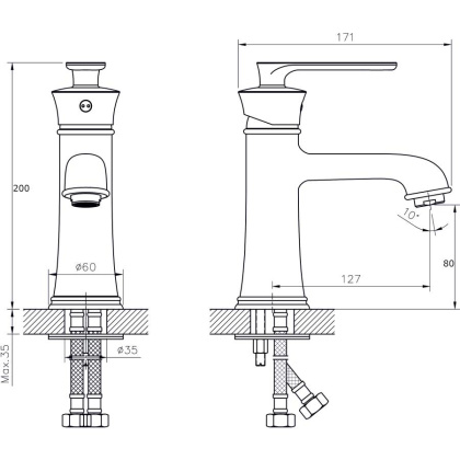 Смеситель для умывальника RUSH Flores (FLB0835-17)