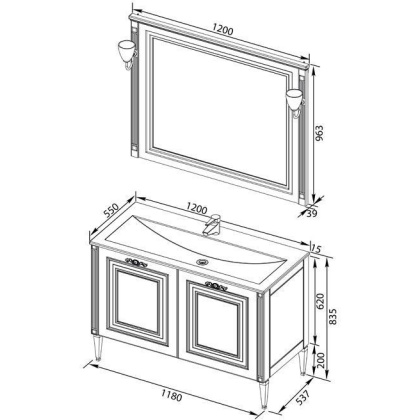 Мебель для ванной Aquanet Паола 120 белый/золото (литьевой мрамор)