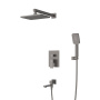 SLIDER-VDSET-GM Душевой комплект встраиваемый с изливом (смеситель, верхний душ, ручной душ со шлангом, излив, штуцер с держателем), оружейная сталь SLIDER-VDSET-GM Душевой комплект встраиваемый с изливом (смеситель, верхний душ, ручной душ со шлангом, излив, штуцер с держателем), оружейная сталь
