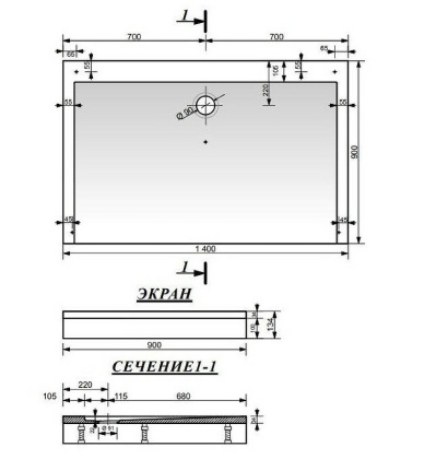 Душевой поддон из искусственного камня Эстет Каппа 140х90 ФР-00001268 Белый