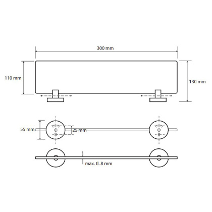 Стеклянная полка Bemeta Omega 104122042 Хром