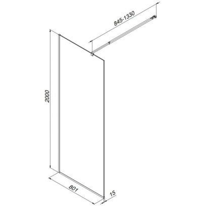 W84WI-80-F1-BTE Душевая перегородка Func 80x200, стекло прозр. 8 мм + покрытие, профиль черный
