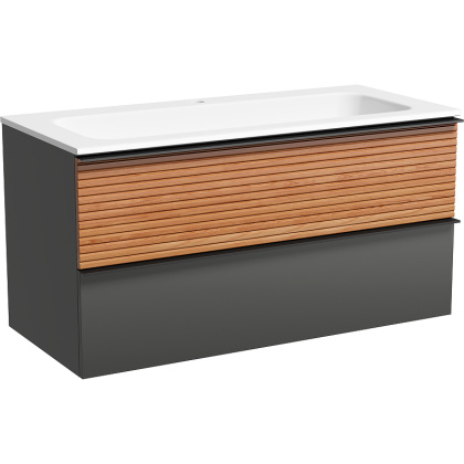 Тумба подвесная SANCOS Delta 995х445х500, c двумя ящиками оснащенными доводчиками, дуб красный/графит , арт. DL100GR