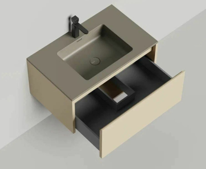 Подвесная тумба Domino 800, эмаль, под встраиваемую раковину, гладкий фасад