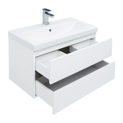 Мебель для ванной Aquanet Беркли 80 белый/дуб рошелье (зеркало дуб рошелье)