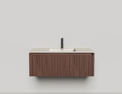 Подвесная тумба Domino 1000, шпон Onda Plus, фрезерованный фасад