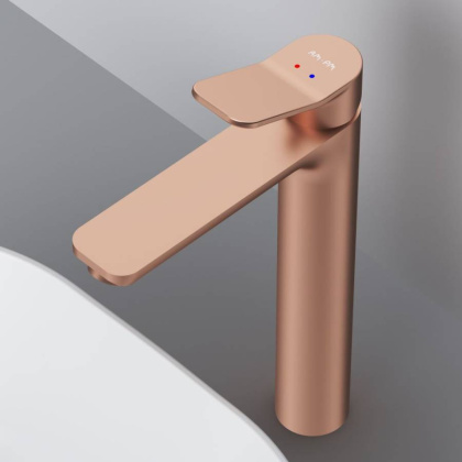 F85A92044 X-Joy, смеситель д/умывальника высокий, роз. золото