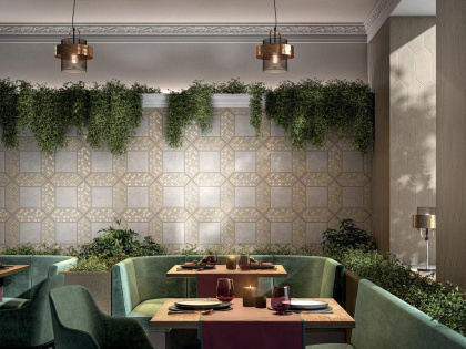 Декор HGD\A468\35016 Монтиш бежевый 14см*34см*6,9мм (1уп/10шт/0,476м2) орнамент, шт