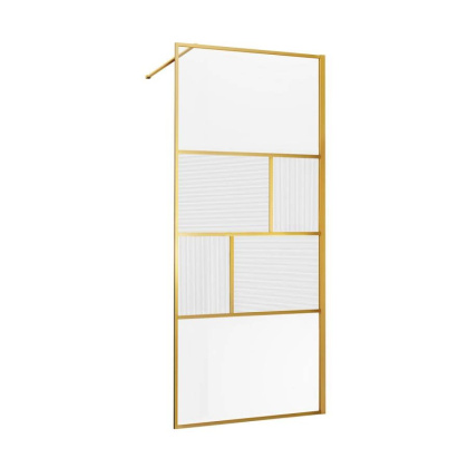 Душевая перегородка Walk-In VSW-1HC900CFBG, 900*2000, браш. золото, стекло прозрачное/рифленое