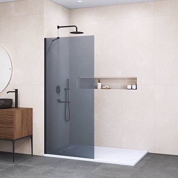 Душевая перегородка 60*195 RGW WA-102-B Чёрный/Тонированное(серое)/6 мм (590-605) (Easy)