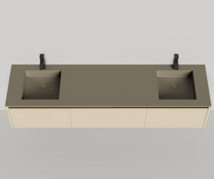 Подвесная тумба Domino 2000, эмаль, для двух встраиваемых раковин, гладкий фасад