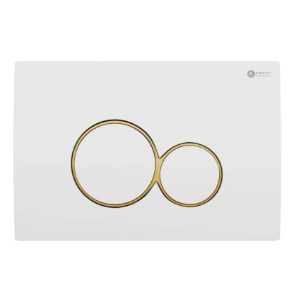 Сет: Система инсталляции Point Элемент для подвесного унитаза PN45120 + Клавиша смыва для инсталляции Point Виктория, белая/золото, PN44061WG + Унитаз подвесной Point Виктория безободковый, сиденье микролифт PN41061