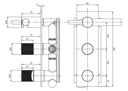 Смеситель для душа скрытого монтажа OMNIRES CONTOUR CT8035_1AT (антрацит)