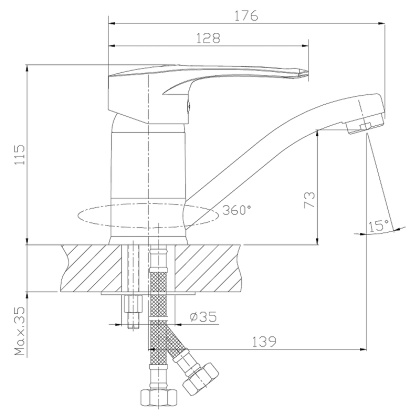 Смеситель Rossinka T40-22 для раковины Смеситель Rossinka T40-22 для раковины