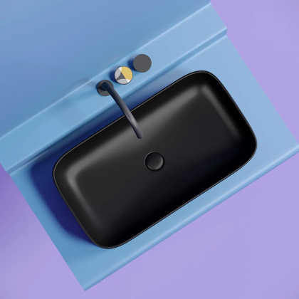 Умывальник чаша накладная прямоугольная (цвет Черный Матовый) Element 705*380*122мм