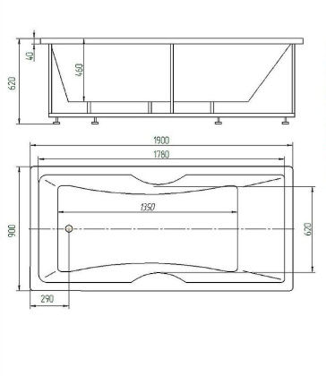 Акриловая ванна Акватек Феникс 190х90 FEN190-0000079