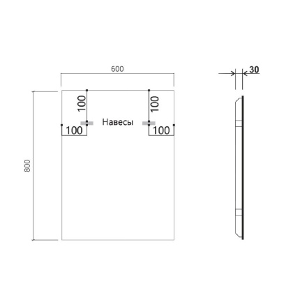 Зеркало LED VLM-3VN600B-2 600х800 c сенсорным выключателем и диммером, антизапотевание