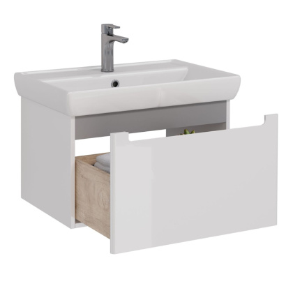 Тумба Lemark BUNO MINI 70см под 1 раковину, подвесная,1 ящик, цвет корпуса, фасада: Белый глянец