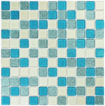 Мозаика стеклянная Shine blue (чип 4*25*25) 300*300(22шт-1.98м2), м2