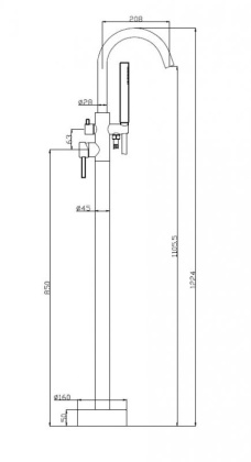 NOVA Напольный смеситель для ванны, нержавеющая сталь, исполнение сатин NOV-FMT-IN NOVA Напольный смеситель для ванны, нержавеющая сталь, исполнение сатин NOV-FMT-IN