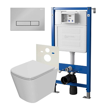 Сет: Система инсталляции Point Элемент для подвесного унитаза PN45120 + Клавиша смыва для инсталляции Point Меркурий, хром, PN44831C + Унитаз подвесной Point Ника безободковый, сиденье микролифт PN41081 Сет: Система инсталляции Point Элемент для подвесного унитаза PN45120 + Клавиша смыва для инсталляции Point Меркурий, хром, PN44831C + Унитаз подвесной Point Ника безободковый, сиденье микролифт PN41081