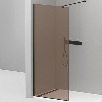 LIBERTA-L-1-110-120-BR-NERO Душевая перегородка с односторонним входом, стекло бронза, профиль чёрный, 1100x1200x1950 мм