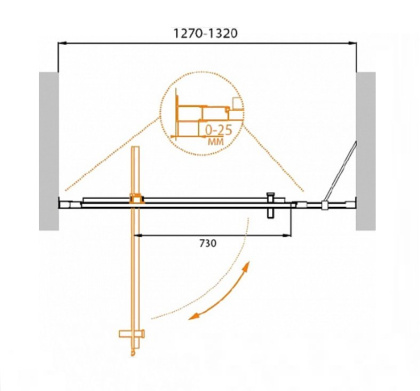 MOLVENO-BA-11-100+30-C-Cr-IV Душевая дверь