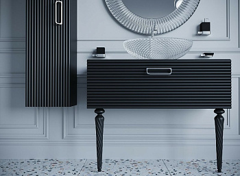 Тумба Linea 80 черная + Хром_Комплект 842-080-BCR Boheme