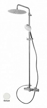 LEAF-CVDA-30-L-BIO Душевая стойка телескопическая, с изливом с верхним и ручным душем, верхний душ диаметр 230 мм АБС пластик, исполнение Белый матовый