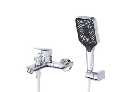 DUE Смеситель для ванны и душа в комплекте с ручным душем, шлангом и держателем, хром DUE-VASM-CRM