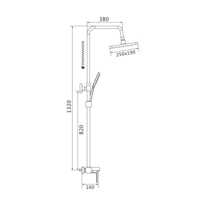 Душевая система Shevanik, латунь S8836 хром