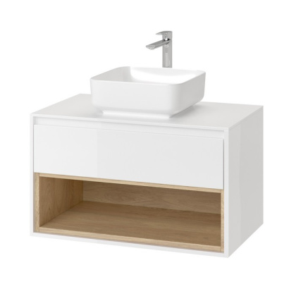 Тумба под накладную раковину EXCELLENT Tuto 80 см (белый/дуб), 1 ящик