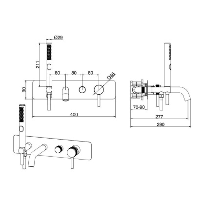 Смеситель для ванны с душем Allen Brau Priority 5.31006-BN (с внутренней частью) никель браш