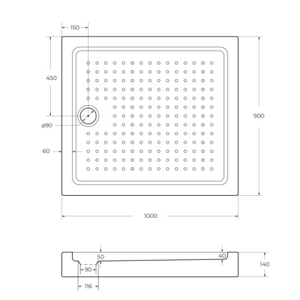 TRAY-A-AH-120/90-15-W Размер, мм:1200x900x150 Поддон акриловый, прямоугольный 