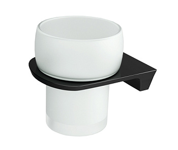 Подстаканник одинарный Glan, 10х8,4х10,4 см, белый и черный, K-5128