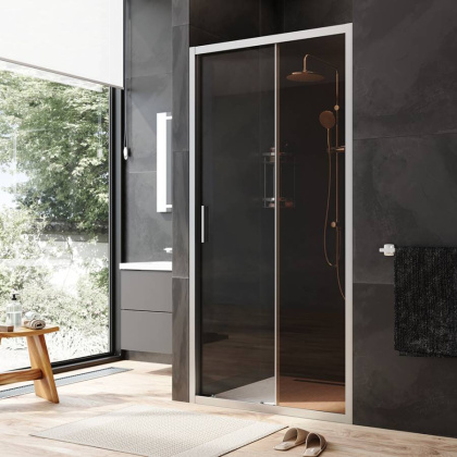 W90G-100-1-195MBr Gem Solo Дверь душевая 100х195, стекло бронзовое, профиль матовый Хром