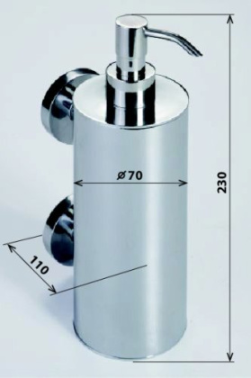Настенный дозатор для жидкого мыла (большой металлический стакан), 2 держателя