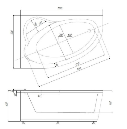 Акриловая ванна Aquatek Фиджи 170х110 см FID170-0000003, белый