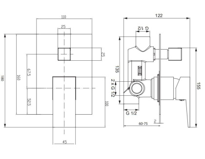 Смеситель для душа скрытого монтажа OMNIRES FRESH FR7135CR (хром)