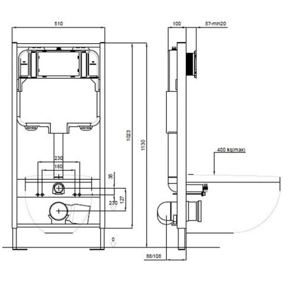 INS-0000001 Aquatek Standart 51 Монтаж рама для подв унитаза1130*510*100+звукоизоляционная прокладка
