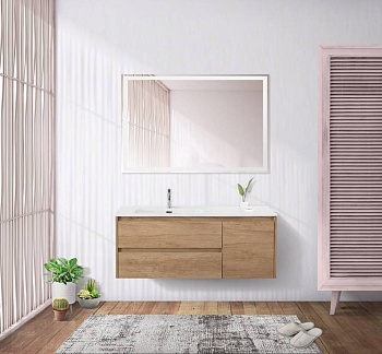 Тумба с раковиной подвесная с двумя ящиками и одной дверцей BelBagno KRAFT 120 Rovere Nebrasca Nature левая, раковина белая Тумба с раковиной подвесная с двумя ящиками и одной дверцей BelBagno KRAFT 120 Rovere Nebrasca Nature левая, раковина белая