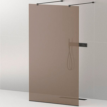 LIBERTA-L-2-110-120-BR-NERO Душевая перегородка с возможностью двустороннего входа, стекло бронза, профиль чёрный, 1100x1200x1950 мм