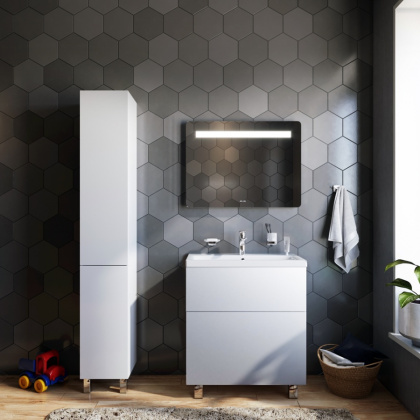 M90CSL0306WG GEM, шкаф-колонна, напольный, левый, 30 см, двери, push-to-open, цвет: Белый, глянец